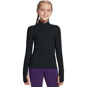 imagebaleaf Girls Fleece Long Sleeve Shirts Fall Jacket Half Zip Sweatshirts Horse Riding Camping Thermal Coat KidsAblack