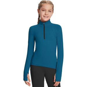 imagebaleaf Girls Fleece Long Sleeve Shirts Fall Jacket Half Zip Sweatshirts Horse Riding Camping Thermal Coat KidsAnavy Blue