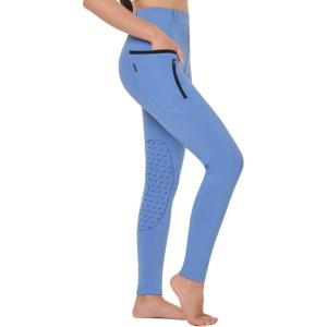 imagebaleaf Girls Horse Riding Pants Kids Equestrian Breeches Belt Loops KneePatch Youth Schooling Tights Zipper PocketBlue