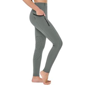 imagebaleaf Girls Horse Riding Pants Kids Equestrian Breeches Belt Loops KneePatch Youth Schooling Tights Zipper PocketGrey