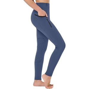 imagebaleaf Girls Horse Riding Pants Kids Equestrian Breeches Belt Loops KneePatch Youth Schooling Tights Zipper PocketNavy Blue
