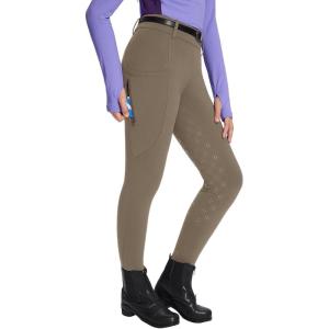 imagebaleaf Girls Riding Pants Fleece Winter Breeches Full Seat Silicone Kids Horseback Equestrian Zipper Pocket TightBrown