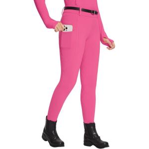 imagebaleaf Girls Riding Pants Fleece Winter Breeches Full Seat Silicone Kids Horseback Equestrian Zipper Pocket TightPink