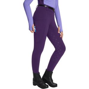 imagebaleaf Girls Riding Pants Fleece Winter Breeches Full Seat Silicone Kids Horseback Equestrian Zipper Pocket TightPurple