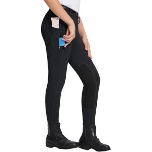 imagebaleaf Girls Riding Pants Kids Equestrian Breeches KneePatch Zip Pocket Horseback TightsBlack