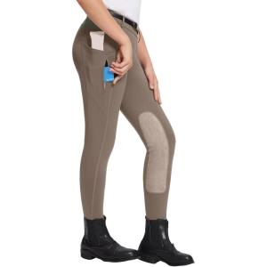 imagebaleaf Girls Riding Pants Kids Equestrian Breeches KneePatch Zip Pocket Horseback TightsBrown