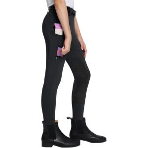 imagebaleaf Girls Riding Pants Kids Equestrian Breeches KneePatch Zip Pocket Horseback TightsFleece Linedblack