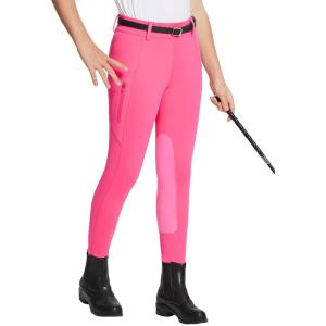 imagebaleaf Girls Riding Pants Kids Equestrian Breeches KneePatch Zip Pocket Horseback TightsPink