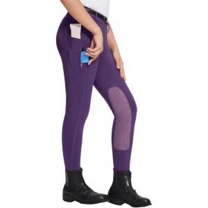 imagebaleaf Girls Riding Pants Kids Equestrian Breeches KneePatch Zip Pocket Horseback TightsPurple
