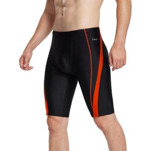 imagebaleaf Men Swim Jammer Athletic Swimming Swimsuit Competition Training Team Swimwear Lap Racing BlackRed