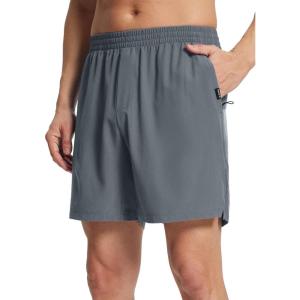 imagebaleaf Mens 5 Running Shorts Quick Dry Lightweight Unlined 2 Zipper Pockets Workout GymGray