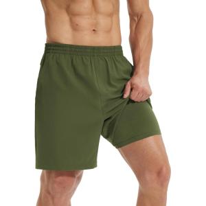 imagebaleaf Mens 7quot Running Shorts Quick Dry Workout Athletic Gym Shorts with Zipper Pockets01army Green
