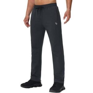 imagebaleaf Mens Fleece Lined Water Resistant Pants Winter Thermal Sweatpants with Zipper Pockets Warm Open BottomCharcoal