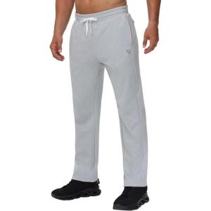 imagebaleaf Mens Fleece Lined Water Resistant Pants Winter Thermal Sweatpants with Zipper Pockets Warm Open BottomLight Grey