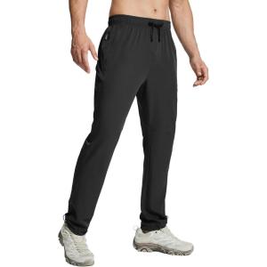 imagebaleaf Mens Hiking Pants Lightweight Quick Dry Water Resistant Elastic Waist Cargo Pants with Zip Pockets for OutdoorBlack