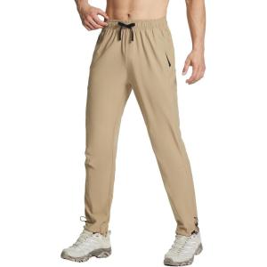 imagebaleaf Mens Hiking Pants Lightweight Quick Dry Water Resistant Elastic Waist Cargo Pants with Zip Pockets for OutdoorShroom Taupe