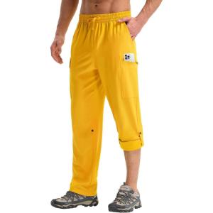 imagebaleaf Mens Hiking Pants Water Resistant Convertible Cargo Capri Roll Up Capri UPF50 Zipper Pockets Clothing TravelStarfruit