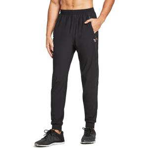 imagebaleaf Mens Joggers Pants Athletic Workout Track Running Gym Lightweight Quick Dry Tapered Jogger Zipper PocketsClassicblack