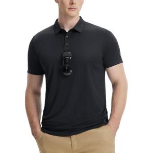 imagebaleaf Mens Long Sleeve Golf Shirt Collared Shirts Polo UPF 50 Lightweight Quick Dry Work Casual OutdoorBlack