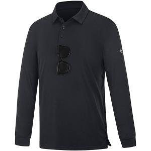 imagebaleaf Mens Long Sleeve Golf Shirt Collared Shirts Polo UPF 50 Lightweight Quick Dry Work Casual OutdoorBlacklong