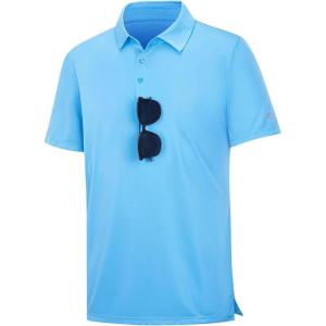 imagebaleaf Mens Long Sleeve Golf Shirt Collared Shirts Polo UPF 50 Lightweight Quick Dry Work Casual OutdoorBlue