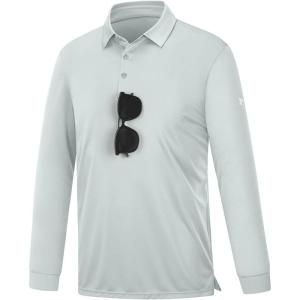 imagebaleaf Mens Long Sleeve Golf Shirt Collared Shirts Polo UPF 50 Lightweight Quick Dry Work Casual OutdoorLight Graylong