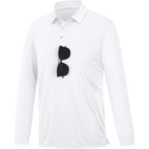 imagebaleaf Mens Long Sleeve Golf Shirt Collared Shirts Polo UPF 50 Lightweight Quick Dry Work Casual OutdoorWhitelong