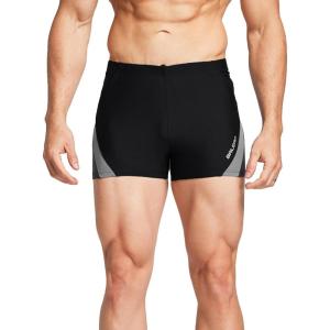 imagebaleaf Mens Square Leg Athletic Swim Jammers Durable Training Splice Team SwimsuitGrayWhite