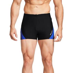 imagebaleaf Mens Square Leg Athletic Swim Jammers Durable Training Splice Team SwimsuitRedBlue