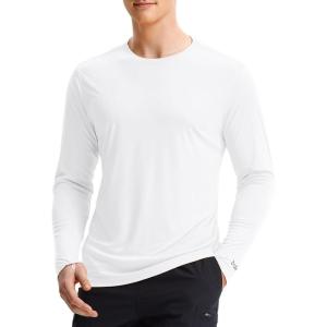 imagebaleaf Mens Sun Shirts UPF 50 UV Protection SPF Long Sleeve Rash Guard Fishing Outdoor Quick Dry LightweightWhite