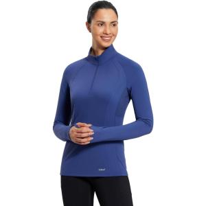 imagebaleaf Womens 14 Zip Fleece Pullover Thermal Long Sleeve Shirts Ski Base Layer Top Thumbholes Winter Cold WeatherBlue