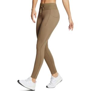 imagebaleaf Womens Fleece Lined High Waisted Leggings Water Resistant Thermal Warm Winter Tights Ski Hiking Pants with PocketsBrown