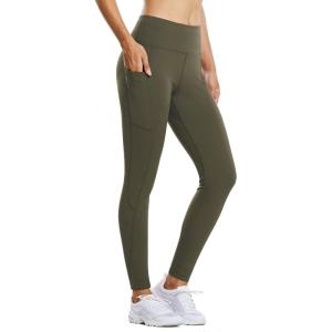 imagebaleaf Womens Fleece Lined Leggings Water Resistant Thermal Winter Warm Tights High Waisted with Pockets Running GearAgreen27