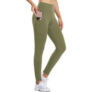 imagebaleaf Womens Fleece Lined Leggings Water Resistant Thermal Winter Warm Tights High Waisted with Pockets Running GearAolive Green27