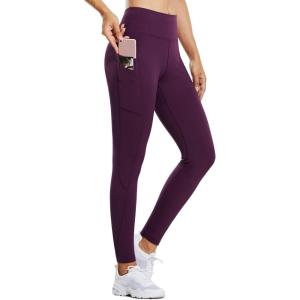 imagebaleaf Womens Fleece Lined Leggings Water Resistant Thermal Winter Warm Tights High Waisted with Pockets Running GearApurple27