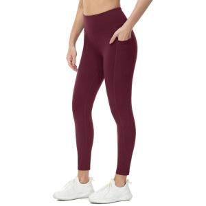 imagebaleaf Womens Fleece Lined Leggings Water Resistant Thermal Winter Warm Tights High Waisted with Pockets Running GearPetite25red Wine