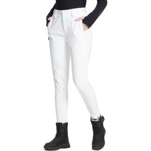 imagebaleaf Womens Fleece Lined Snow Ski Pants Waterproof Windproof Softshell Insulated Slim Thermal Pants Zipper Bottom LegWhite