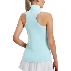 imagebaleaf Womens Golf Shirts Tank Top with Quarter Zip Collar Polo Tennis Sleeveless Racerback Tanks Quick Dry UPF 50Light Blue