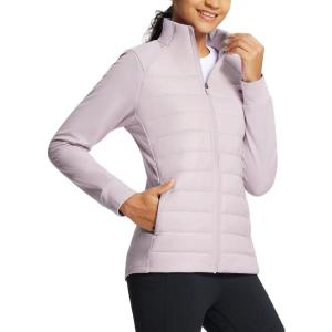 imagebaleaf Womens Running Jacket Winter Lightweight Water Resistant Puffer Coat Fall Cold Weather Hiking Zip PocketsLight Purple