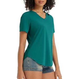 imagebaleaf Womens Short Sleeve Shirts UPF 50 Sun Shirt V Neck UV Workout Moisture Wicking Quick Dry TShirtsGreen