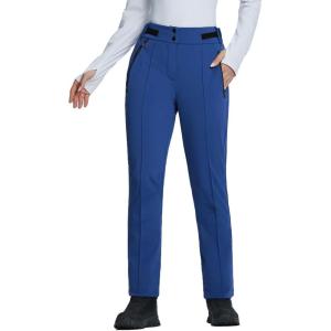 imagebaleaf Womens Snow Pants Fleece Lined Waterproof Softshell Insulated Thermal Winter Pants with Pockets Snowboarding HikingBlue