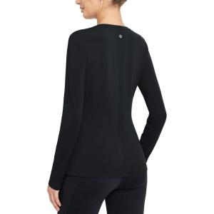 imagebaleaf Womens Thermal Shirts Crewneck Fleece Lined Long Sleeve Tops Running Workout Ski Base Layer Winter Cold WeatherBlack