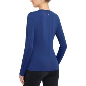 imagebaleaf Womens Thermal Shirts Crewneck Fleece Lined Long Sleeve Tops Running Workout Ski Base Layer Winter Cold WeatherBlue