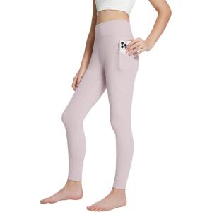 imagebaleaf Youth Girls Fleece Lined Leggings Water Repellent High Waisted Winter Warm Athletic Pants Hiking Running YogaLight Purple