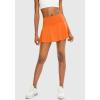 imageSANTINY Pleated Tennis Skirt for Women with 4 Pockets Womens High Waisted Athletic Golf Skorts Skirts for Running CasualOrange