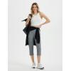 imagebaleaf 20 Women Capris with Pockets Stretch Golf Work Dress Cropped Pants Straight Leg High Waisted Pull On SummerDark Gray