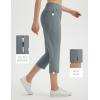 imagebaleaf 20 Women Capris with Pockets Stretch Golf Work Dress Cropped Pants Straight Leg High Waisted Pull On SummerDark Gray