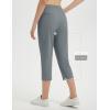 imagebaleaf 20 Women Capris with Pockets Stretch Golf Work Dress Cropped Pants Straight Leg High Waisted Pull On SummerDark Gray