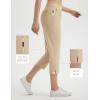 imagebaleaf 20 Women Capris with Pockets Stretch Golf Work Dress Cropped Pants Straight Leg High Waisted Pull On SummerKhaki
