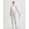 imagebaleaf 20 Women Capris with Pockets Stretch Golf Work Dress Cropped Pants Straight Leg High Waisted Pull On SummerLight Gray